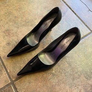 Black Nine West Ultra Pointy Leather Stilettos